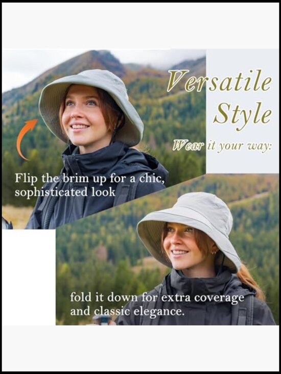 Wide Brim Bucket Sun Hat with Ponytail Hole UPF 50 Packable Travel main image 5